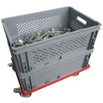 Verrijdbare onderstel of trolley voor bestekopvangbakken of best